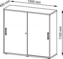 Hammerbacher Büro-Schiebetürenschrank, BxTxH 1200x400x1100 mm, 3 OH, 2 Böden, Schloss, lichtgrau, V1753S/5/5/SG