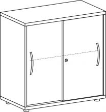 Schiebetürenschrank, BxTxH 800x425x798 mm, 2 OH, 1 Boden, Schloss, lichtgrau