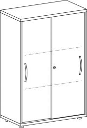 Schiebetürenschrank, BxTxH 800x425x1182 mm, 3 OH, 2 Böden, Schloss, lichtgrau