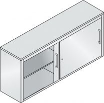 CP Schiebetürenschrank, BxTxH 1600x400x720 mm, 2 OH, 1 Boden, Korpus/Türen RAL 7035/7021 lichtgrau/schwarzgrau