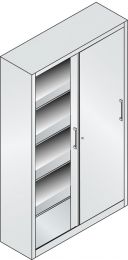 CP Schiebetürenschrank, BxTxH 1200x400x1950 mm, 5 OH, 4 Böden, Korpus/Türen RAL 7035 lichtgrau