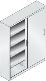 CP Schiebetürenschrank, BxTxH 1600x400x1950 mm, 5 OH, 4 Böden, Korpus/Türen RAL 7021 schwarzgrau