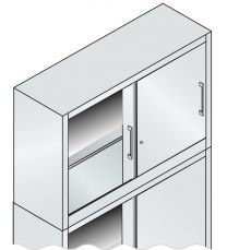 CP Schiebetürenschrank, BxTxH 1200x400x790 mm, 2 OH, 1 Boden, Aufsatzschrank, Korpus/Türen RAL 7035 lichtgrau/RAL 3003 rubinrot