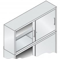 CP Schiebetürenschrank, BxTxH 1600x400x790 mm, 2 OH, 1 Boden, Aufsatzschrank, Korpus/Türen RAL 7035 lichtgrau/RAL 5010 enzianblau