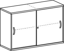 Büro-Schiebetürenschrank, BxTxH 1200x425x768 mm, 2 OH, 2x1 Boden, Mittelwand, Schloss, ahorn