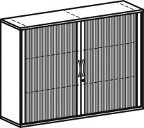 Büro-Querrollladenschrank, BxTxH 1600x425x1152 mm, 3 OH, Mitteltrennwand, 4 Böden, Schloss, lichtgrau