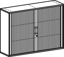 Büro-Querrollladenschrank, BxTxH 1600x425x1152 mm, 3 OH, Mitteltrennwand, 4 Böden, Schloss, weiß