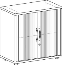 Beistell-Rollladenschrank, BxTxH 800x425x798 mm, 2 OH, 1 Boden, Schloss, Justierfüße, lichtgrau