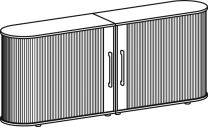 Rollladenschrank, BxTxH 2000x400x830 mm, 2 OH, 1 Boden, Justierfüße, Korpus/Rollladen lichtgrau/ silber