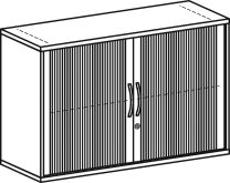 Büro-Querrollladenschrank, BxTxH 1200x425x768 mm, 2 OH, 1 Boden, Schloss, lichtgrau