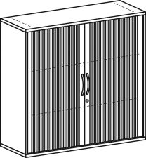 Büro-Querrollladenschrank, BxTxH 1200x425x1152 mm, 3 OH, 2 Böden, Schloss, lichtgrau