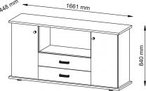 Hammerbacher Sideboard, BxTxH 1661x448x840 mm, 2 Zwischenwände, 2 Holztüren, 1 Boden, 2 Schubladen, lichtgrau, VSBTS/5/5/SG