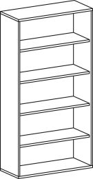 Büroregal, BxTxH 1000x425x1920 mm, 5 OH, 4 Böden, weiß