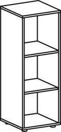 Büroregal, BxTxH 400x400x1104 mm, 3 OH, 2 Böden, Justierfüße, lichtgrau