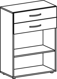 Büroregal, BxTxH 800x420x1104 mm, 3 OH, 2 Schubladen, 1 Boden, Justierfüße, buche