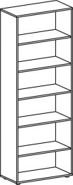 Büroregal, BxTxH 800x400x2160 mm, 6 OH, 5 Böden, Justierfüße, ahorn