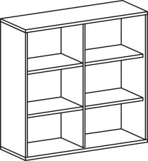 Büroregal, BxTxH 1200x425x1152 mm, 3 OH, 2x4 Böden, Mitteltrennwand, lichtgrau