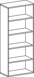 Büroregal, BxTxH 800x425x1920 mm, 5 OH, 4 Böden, ahorn