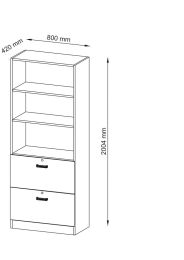 Hammerbacher Regalschrank, BxTxH 800x420x2004 mm, 5 OH, 2 Böden, 2 Hängeregistraturauszüge, 2 Schlösser, lichtgrau, V7300/5/5/SG