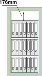 Dokumentenschrank, Sicherheitsstufe Kl. I, S60P, BxTxH 704x471x1322 mm, Volumen 253 l, 3 Böden, Kapazität 21 Ordner, RAL 7035 lichtgrau