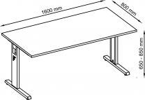 Hammerbacher Schreibtisch, BxTxH 1600x800x650-850 mm, höhenverstellbar, C-Fuß-Gestell, Platte lichtgrau, VOS16/5