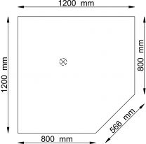 Hammerbacher Verkettungsplatte, 5eck 90 Grad, BxTxH 1200x1200x680-760 mm, Platte lichtgrau, Stützfuß weißalu, VHT12/5/A