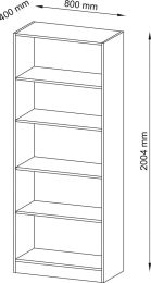 Hammerbacher Büroregal, BxTxH 800x400x2004 mm, 5 OH, 4 Böden, lichtgrau, V6000/5