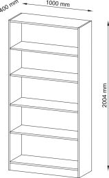 Hammerbacher Büroregal, BxTxH 1000x400x2004 mm, 5 OH, 4 Böden, lichtgrau, V6400/5