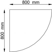 Hammerbacher Verkettungsplatte, Viertelkreis 90 Grad, BxTxH 800x800x25 mm, lichtgrau, ohne Stützfuß, VHE91/5