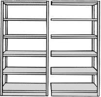 Steckregal ohne Rückwand, Grundfeld, 6 Fachböden, 5 OH, BxTxH 750x600x1900 mm, lichtgrau