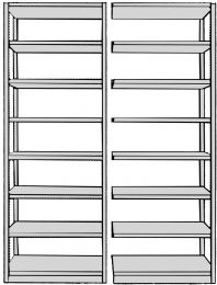 Steckregal ohne Rückwand, Anbaufeld, 8 Fachböden, 7 OH, BxTxH 750x400x2600 mm