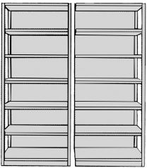 Steckregal mit Rückwand, Grundfeld, 7 Fachböden, 6 OH, BxTxH 750x300x2250 mm, lichtgrau