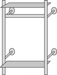 Edelstahl-Wandgarderobensystem, Grundelement, Kleiderbügelstange, 2 Glasböden aus Sicherheitsglas, BxTxH 800x400x1900 mm