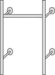 Edelstahl-Wandgarderobensystem, Grundelement, Kleiderbügelstange, BxTxH 845x400x1900 mm