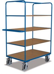 VARIOfit Etagenwagen mit Klappetagen, 4 Ladeflächen LxB 1175x800 mm, Außenmaße LxBxH 1400x800x1890 mm, Traglast 500 kg, sw-800.238