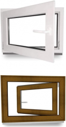 EcoLine Kunststofffenster Kellerfenster 2-fach oder 3-fach Verglasung innen weiß, außen golden oak - 60 mm Profil