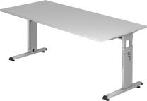 Hammerbacher Schreibtisch, BxTxH 1800x800x650-850 mm, höhenverstellbar, C-Fuß-Gestell, Platte lichtgrau, VOS19/5