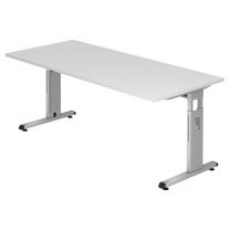 Hammerbacher Schreibtisch, BxTxH 1800x800x650-850 mm, höhenverstellbar, C-Fuß-Gestell, Platte weiß, VOS19/W