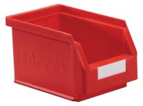 Sichtlagerkasten, mit Aufhängeleiste, BxH 140x130 mm, Tiefe außen/innen 230/200 mm, Farbe rot