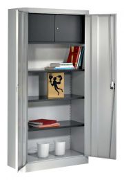 Flügeltürenschrank, BxTxH 950x420x1950 mm, 6 Pendelstangen Zippel, 42 kg Traglast/Pendelstange, RAL 7035 lichtgrau