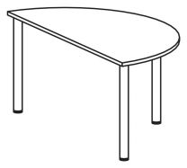 Konferenztisch, BxTxH 1600x800x720 mm, Halbkreis, 3-Fuß-Gestell, Platten-/Gestellfarbe lichtgrau/silber