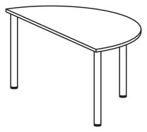 Konferenztisch, BxTxH 1600x800x720 mm, Halbkreis, 3-Fuß-Gestell, Platten-/Gestellfarbe buche/silber
