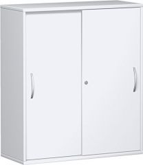 Büro-Schiebetürenschrank, BxTxH 1000x425x1152 mm, 3 OH, 2 Böden, Schloss, weiß