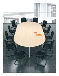 Konferenztisch, BxTxH 1600x800x720 mm, Halbkreis, 3-Fuß-Gestell, Platten-/Gestellfarbe ahorn/anthrazit