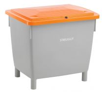 Universal- und Streugutbehälter aus HDPE, Korpus grau, Deckel orange, abschließbar, ohne Entnahmeöffnung, Vol. 400 l, BxTxH 945x725x930 mm