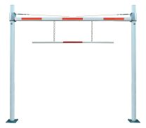 Höhenbegrenzer starr, Sperrweite 7 m, m.Verstellb. Durchfahrtshöhe bis 3,8 m, Stützen verzinkt 101,6x2,9 mm, Sperrbalken Alu 86x46 mm