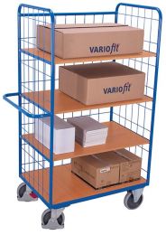 Cordes Etagenwagen mit Klappetagen, 3 Gitterwände, 4 Ladeflächen LxB 975x700 mm, Außenmaße LxBxH 1200x700x1890 mm, Traglast 500 kg, sw-700.250