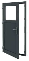 Nebeneingangstür - 2-fach-Verglasung - 60mm Profil -1/3 Milchglas 2/3 Füllung - innen weiß - außen Anthrazit - außenöffnend