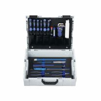JeCo Werkzeugkoffer Werkzeugbox - Inklusive Werkzeugset 44-teilig - Mit Einlage für Ordnung und schnelle Vollzähligkeitskontrolle der Werkzeuge