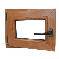 EcoLine Kunststofffenster Kellerfenster 2-fach oder 3-fach Verglasung beidseitig Golden Oak - 60 mm Profil